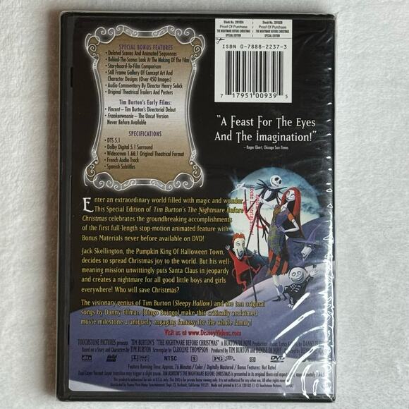 The Nightmare Before Christmas – Special Edition DVD (Brand New Sealed) - Picture 2 of 4